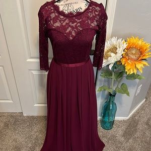 Burgundy floral lace top dress Prom or Formal